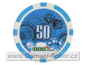 Poker žetony 888 - Hodnota 50 - modré