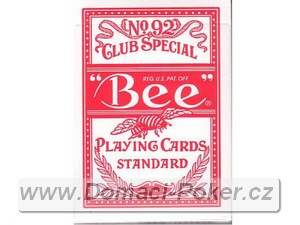 Hrací karty Bee 92 poker index červené