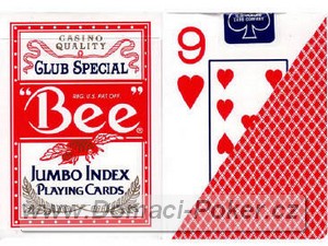 Hrací karty Bee 77 jumbo index červené