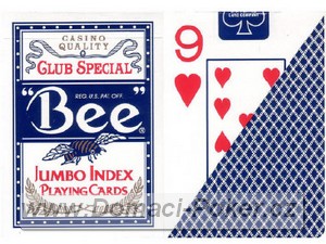 Hrací karty Bee 77 jumbo index modré