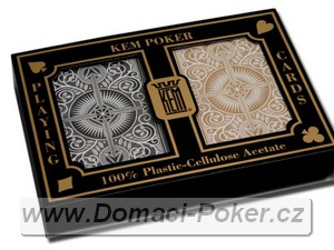 Hrací karty KEM 100% Plast - Dual Pack - zlatá a černá