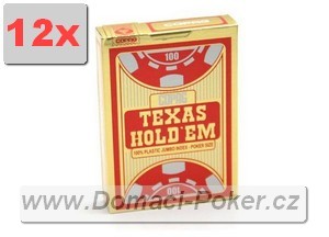 Plastové karty Copag - texas Holdem Poker - červené/zlaté - 12pk