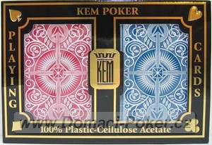 Karty KEM 100% Plast pokersize poker index 2-pack červená a modrá