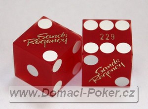 Kostka kasino Sands Regency červená