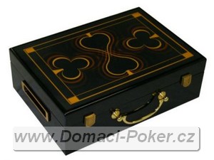 Černý dřevěný kufřík na žetony, vnitřní design Aligator