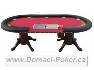 Pokerový stůl - ovál s dealerem a tipboxem - červený