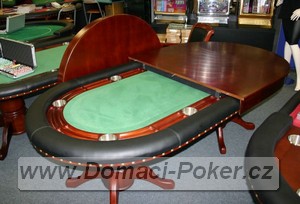 Pokerový stůl - ovál + dřevěné obložení - zelený