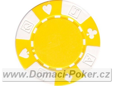 Poker žeton Suit AKQJ - Žlutý
