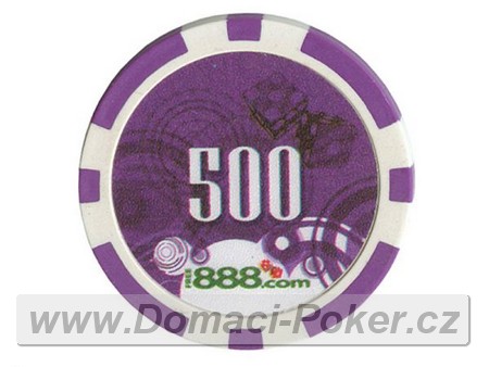 Poker etony 888 - Hodnota 500 - fialov