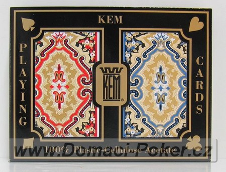 Hrac karty KEM 100% Plast - Dual Pack bridgesize - modr a erven