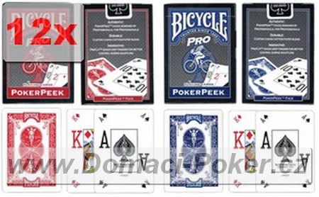 Bicycle PRO Poker DualIndex erven + modr 12pk